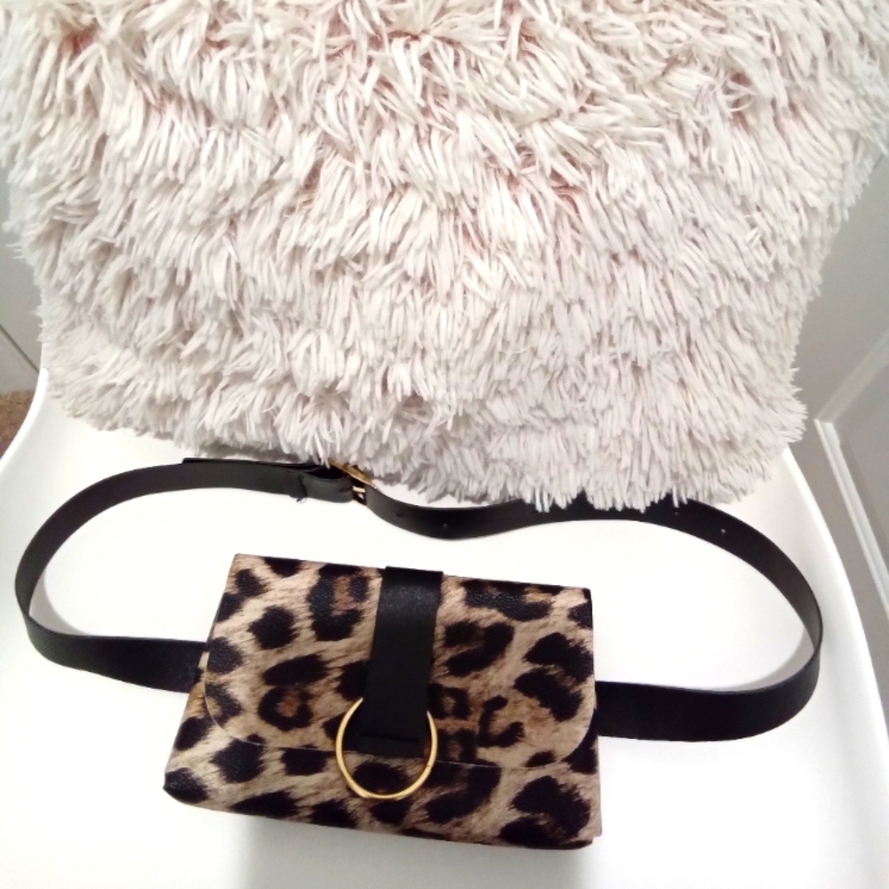 Faux leather leopard  luxury women belt purse